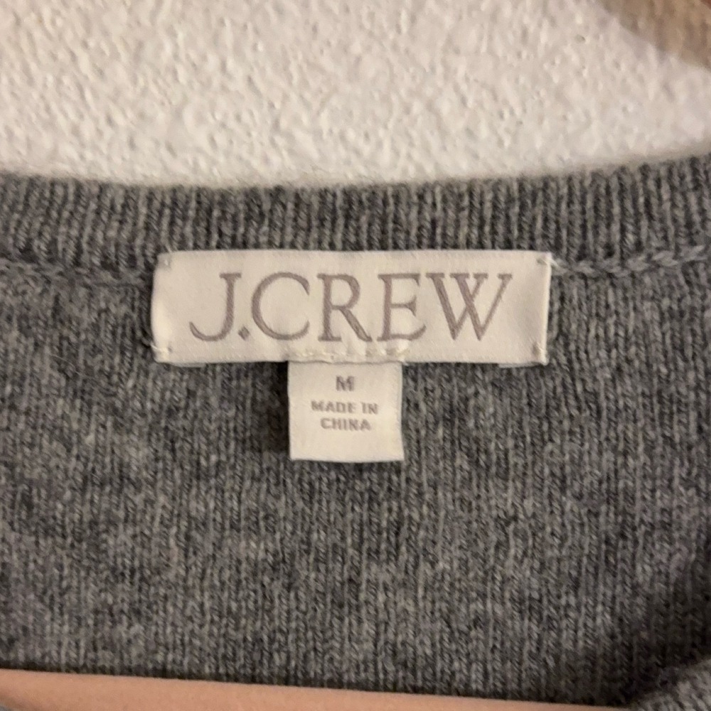 J.Crew CE724 Button-front Cardigan M Silver Grey Sparkly‎ Lambswool - Picture 4 of 11
